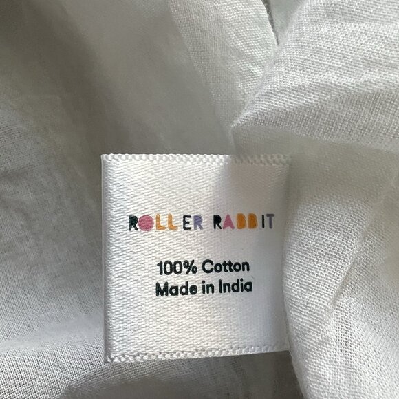 Roller Rabbit Women’s Naolin Fish Border Briar Dress Large Smocked Blue White - Picture 7 of 10